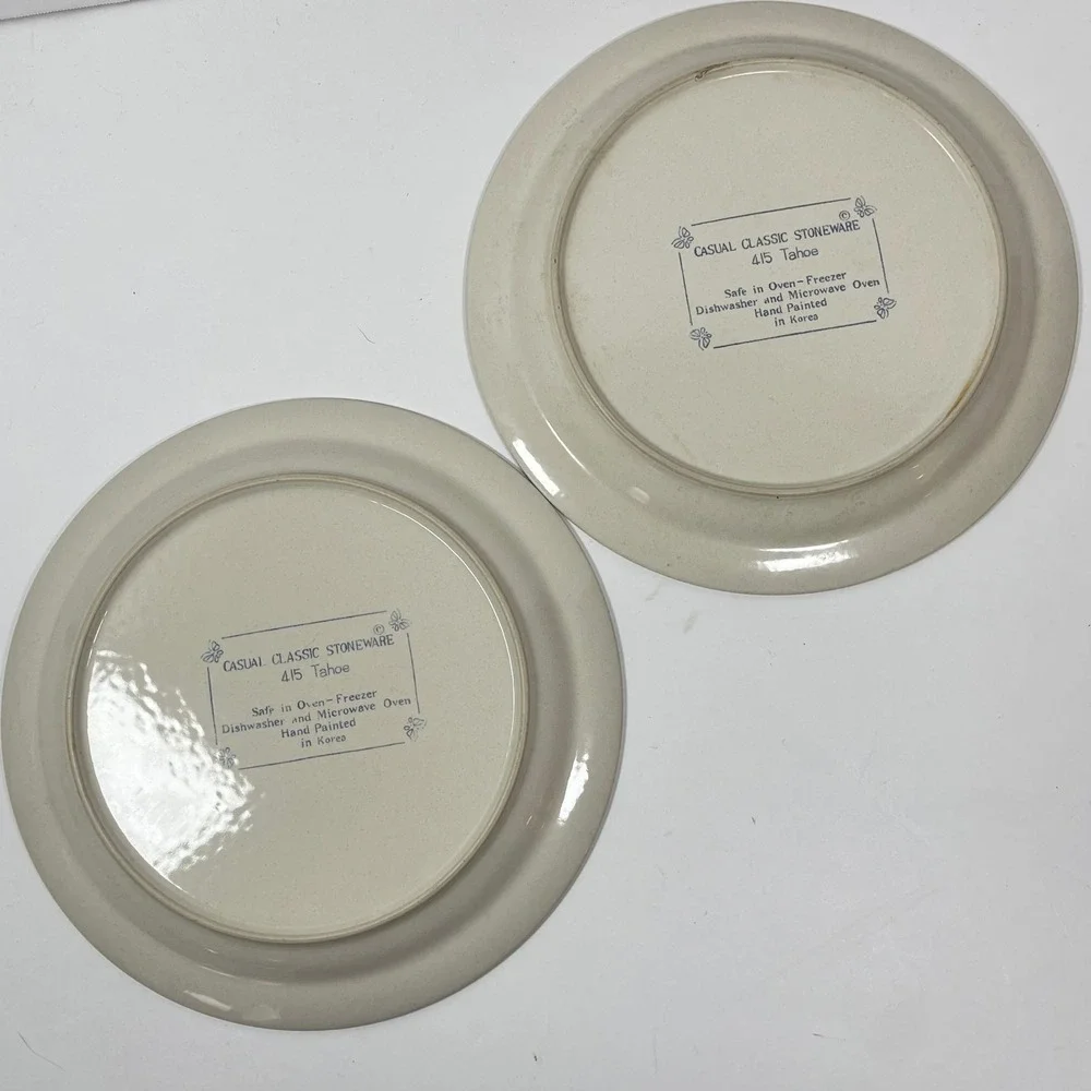Vintage Casual Classic Stoneware Dinner Plates 415 Tahoe Tan Brown Floral 2